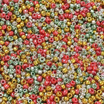 4 Colors Christmas 12/0 Glass Round Seed Beads SEED-X0058-04-1
