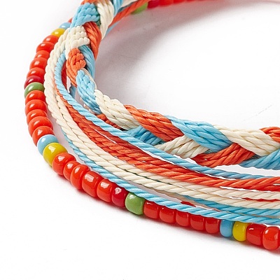 3Pcs 3 Style Plastic Braided Bead Bracelets Set BJEW-B065-08A-1