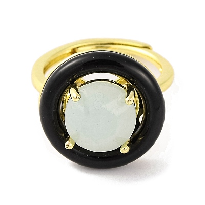 Rack Plating Round Brass Enamel Adjustable Rings RJEW-U004-01C-G-1