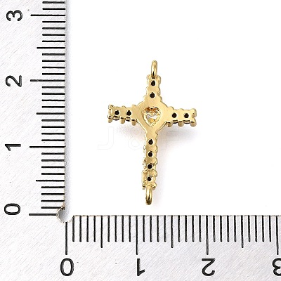 Brass Pave Black & Clear Cubic Zirconia Connector Charms KK-M101-02A-G01-1
