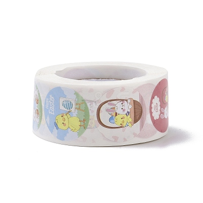 8 Patterns Easter Theme Self Adhesive Paper Sticker Rolls DIY-C060-03K-1