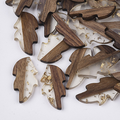 Transparent Resin & Wood Cabochons X-RESI-Q210-015A-A01-1