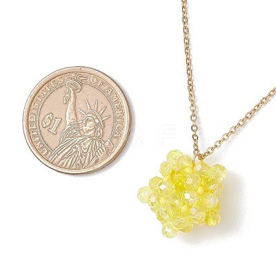 Handmade Glass Seed Beaded Star Pendant 304 Stainless Steel Cable Chain Necklaces for Women NJEW-MZ00118-03-1