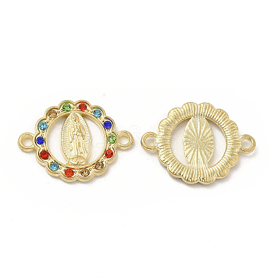 Flat Round Alloy Connector Charms FIND-H039-01G-1
