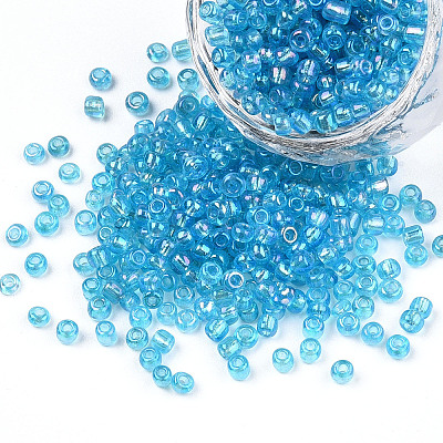 Round Transparent Colors Rainbow Glass Seed Beads X-SEED-A007-3mm-163-1