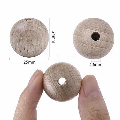 Natural Beech Wood Beads LS-WOOD-T020-01D-1