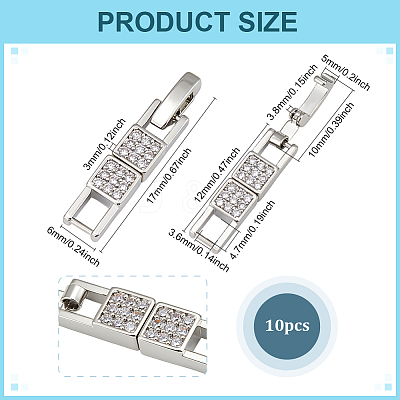 10Pcs Brass Micro Pave Clear Cubic Zirconia Watch Band Clasps KK-PH0014-30P-1
