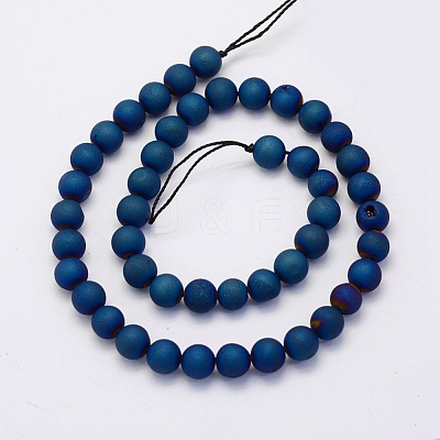Electroplate Natural Druzy Agate Beads Strands X-G-G708-6mm-03-1