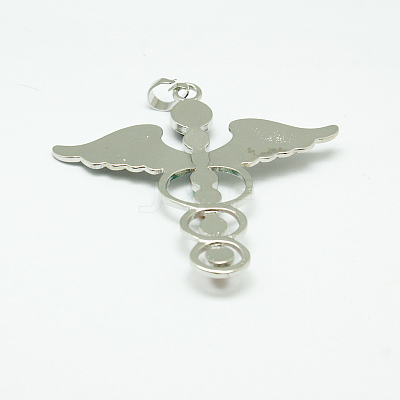 Vintage Chakra Jewelry Alloy Bezel Gemstone Big Pendants G-M039-01-1
