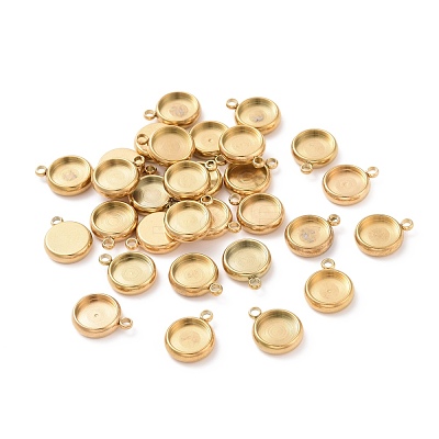 Ion Plating(IP) 304 Stainless Steel Pendant Cabochon Settings STAS-K202-03C-G-1