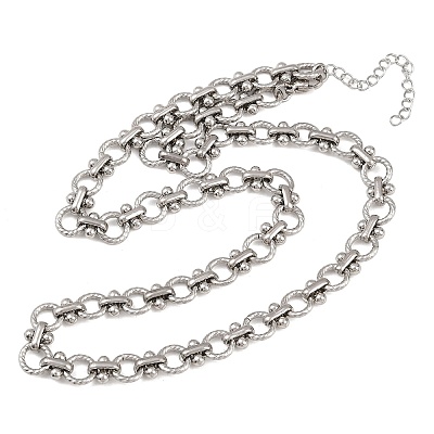 8MM 304 Stainless Steel Twisted Ring Link Chain Necklaces NJEW-Z105-04P-02-1