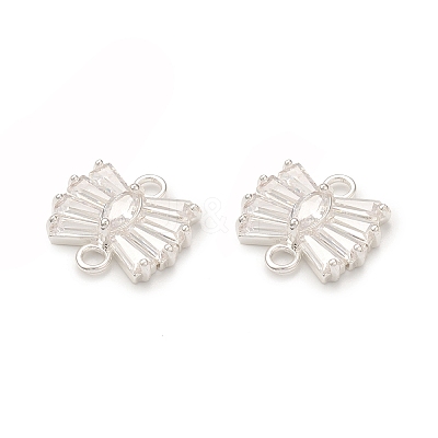 Brass Clear Glass Connector Charms KK-P228-72S-1