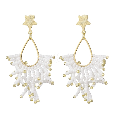 Handmade Glass Seed Beads Dangle Stud Earrings EJEW-MZ00564-01-1