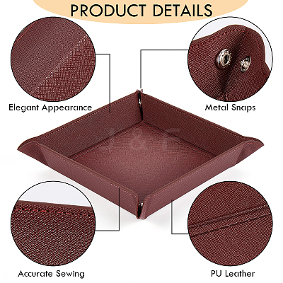 PU Leather Storage Tray Box with Snap Button AJEW-WH20011-69A-1