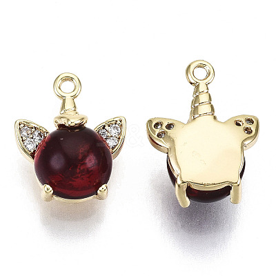 Brass Micro Pave Cubic Clear Zirconia Charms KK-N232-133-NF-1