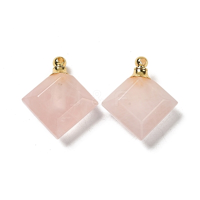 Natural Rose Quartz Perfume Bottle Pendants G-Z039-05G-04-1