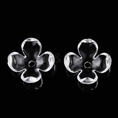 4-Petal Transparent Acrylic Bead Caps X-FACR-T001-09A-1