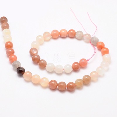 Round Natural Multi-Moonstone & Sunstone Beads Strands G-L425-26-10mm-1