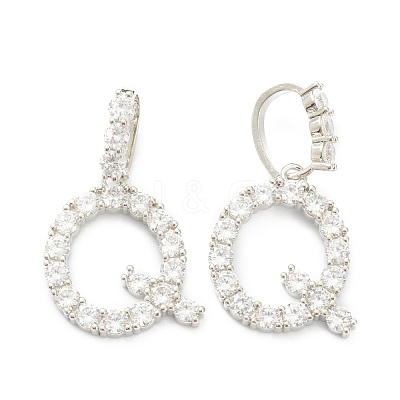 Brass Micro Pave Clear Cubic Zirconia Pendants ZIRC-J039-18P-Q-1