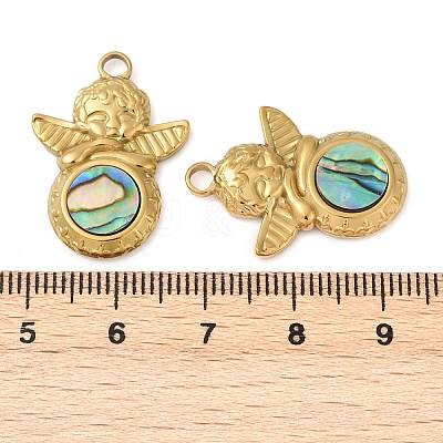 304 Stainless Steel Natural Paua Shell Pendants STAS-L288-01G-01-1