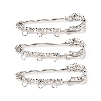 Iron Rhinestone Safety Pins Brooch Findings JEWB-E045-01A-P-1