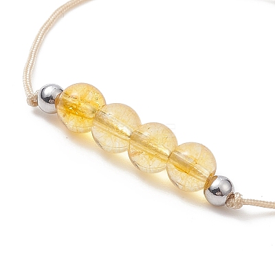 3Pcs 3 Style Natural Citrine Braided Bead Bracelets Set BJEW-JB09334-06-1