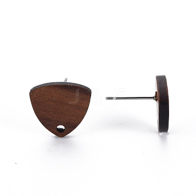 Walnut Wood Stud Earring Findings WOOD-S054-47-1