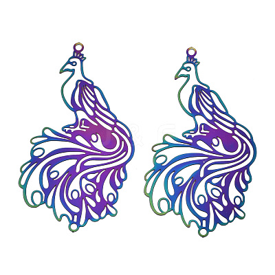 Ion Plating(IP) 201 Stainless Steel Filigree Big Pendants X-STAS-S118-015-1