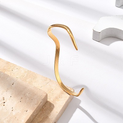 304 Stainless Steel Cuff Bangles for Women BJEW-B108-11G-1