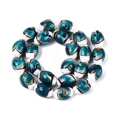 Handmade Gold Sand Lampwork Beads Strands LAMP-Q041-09B-1