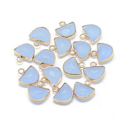 Natural White Jade Semi Circle Pendants G-Q965-07-1