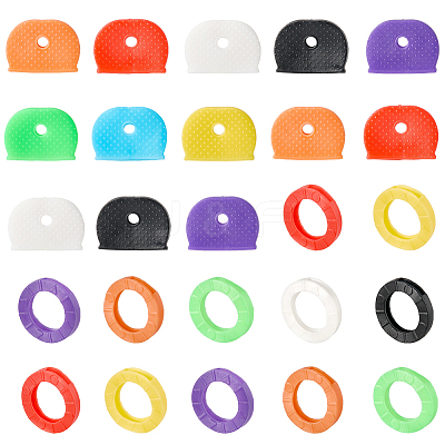 64Pcs 2 Styles PVC Plastic Nonslip Waterproof Reusable Key Sleeve AJEW-SP0002-73-1