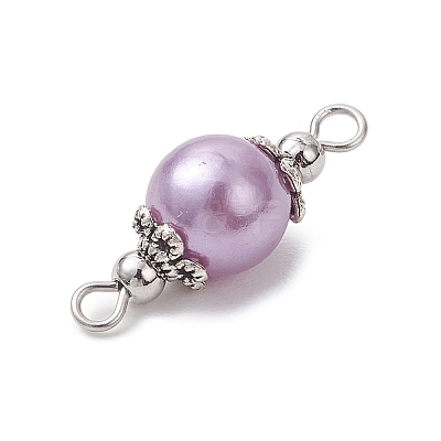 8Pcs 8 Colors Imitation Pearl Acrylic Round Links PALLOY-JF04220-01-1