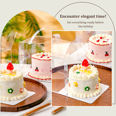 Foldable Transparent Plastic Single Cake Gift Packing Box CON-WH0084-42C-1