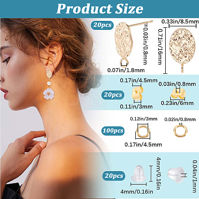 20Pcs Brass Stud Earring Findings KK-CN0003-35-1