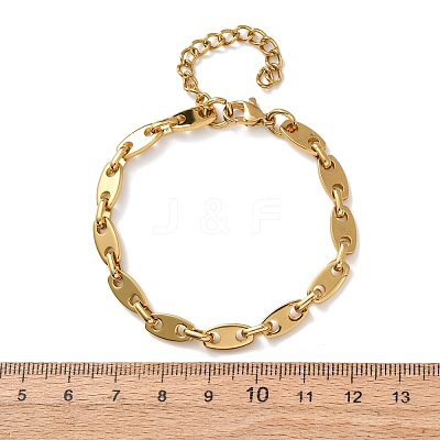 304 Stainless Steel Coffee Bean Chain Bracelets for Women BJEW-F536-11G-1