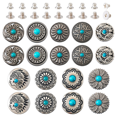 18 Sets 9 Styles Alloy Decorative Rivets BUTT-TA0001-20-1