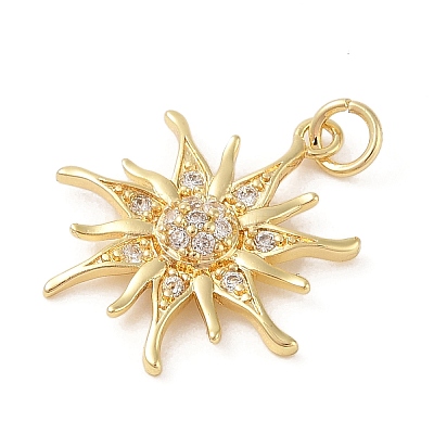 Brass Micro Pave Clear Cubic Zirconia Pendants ZIRC-P121-05D-G-1