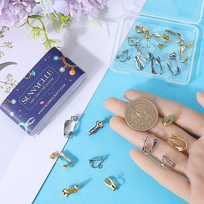 24Pcs 6 Styles 304 Stainless Steel Clip-on Earring Converters Findings STAS-SC0006-79-1