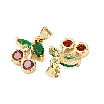 Brass Micro Pave Cubic Zirconia Charms KK-K408-53G-01-1