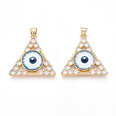 Brass Micro Pave Clear Cubic Zirconia Pendants for Women KK-T070-90A-08-1