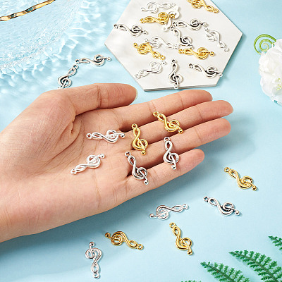 30Pcs 3 Colors Tibetan Style Treble Clef Pendants TIBEP-TA0001-42-1