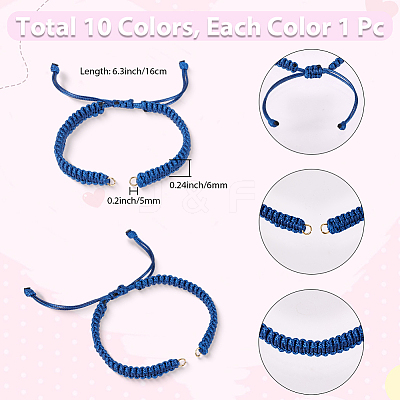 10Pcs 10 Colors Korean Waxed Polyester Cord Braided Bracelet Making AJEW-SC0031-87-1