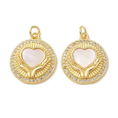 Brass Micro Pave Clear Cubic Zirconia Pendants KK-CBADE12-02D-G-1
