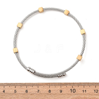 Duo Tone 304 Stainless Steel Cube Bead Cuff Bangles for Women SA-CBA2192-01GP-1