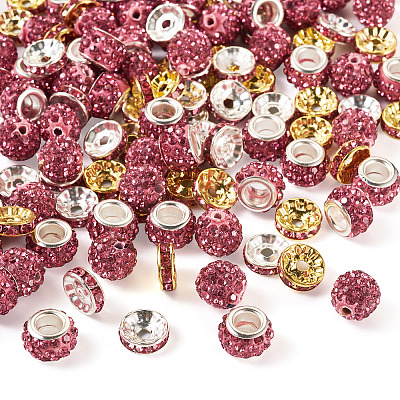 120Pcs 4 Styles Flat Round Iron Rhinestone Spacer Beads FIND-TA0005-68-1