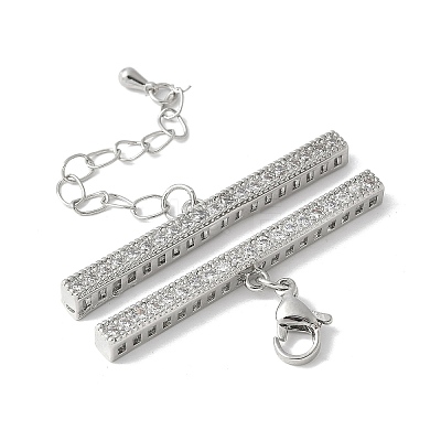 Brass Cubic Zirconia Chain Extender KK-F893-01P-1