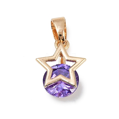 Brass Micro Pave Cubic Zirconia Pendants KK-E795-03KCG-01-1