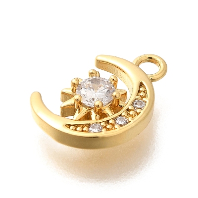 Rack Plating Brass Micro Pave Cubic Zirconia Pendants KK-M296-17G-1