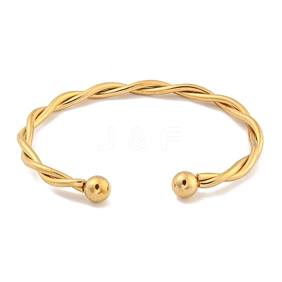 Ion Plating(IP) Twisted 304 Stainless Steel Cuff Bangles for Women BJEW-P331-08G-1